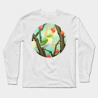 Minhwa: A White-Eye on  the Bo Tree B Type (Korean traditional/folk art) Long Sleeve T-Shirt